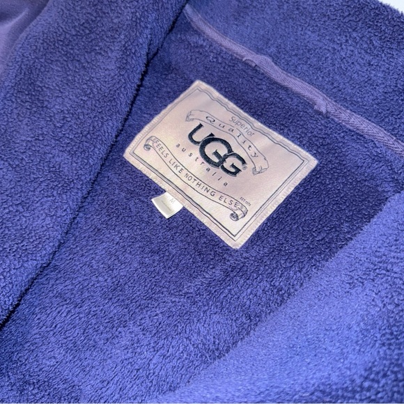 UGG Robe Womens Medium Blue Fleece Lined Belted Cozy Lounge Bathrobe - Picture 8 of 13